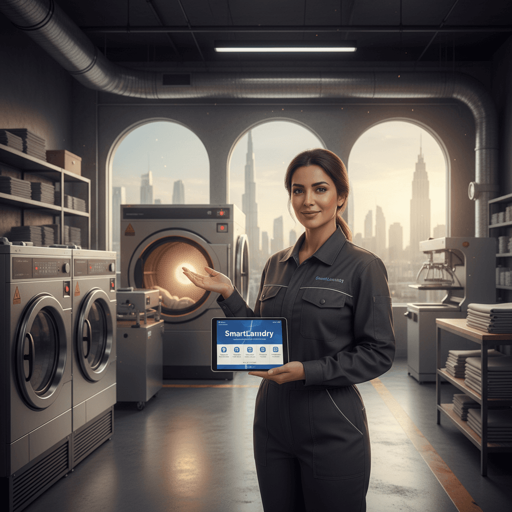 Service business owner using SmartLaundry in their workspace